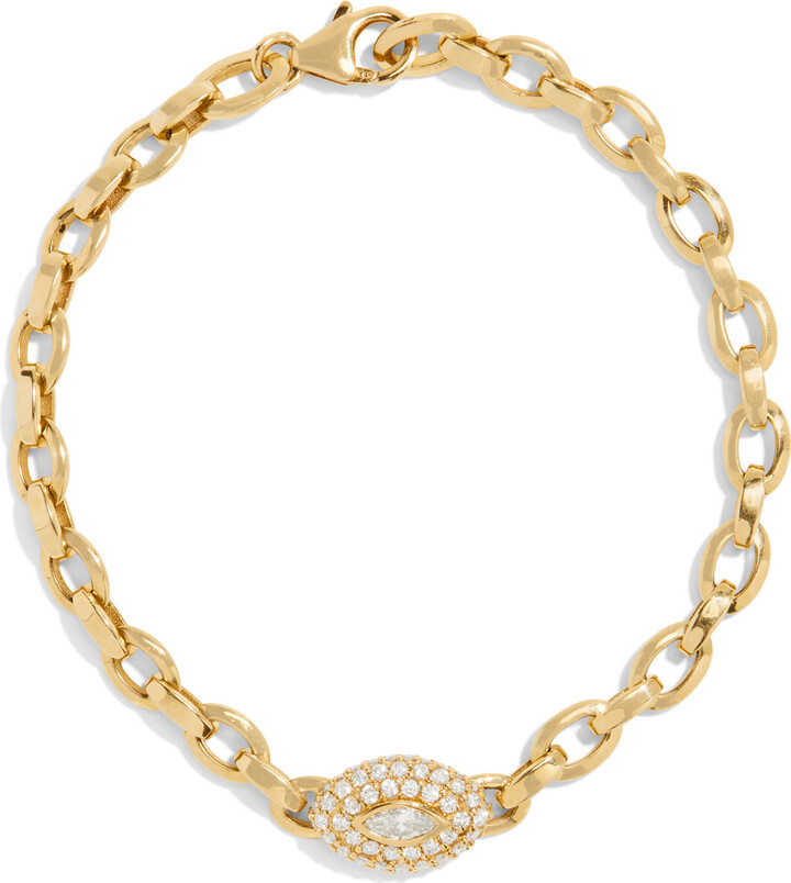CARBON & HYDE Marquise Diamond Link Yellow Gold Bracelet