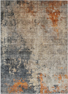 HomeRoots 8' X 10' Khaki Gray And Copper Abstract Washable Indoor Outdoor Area Rug