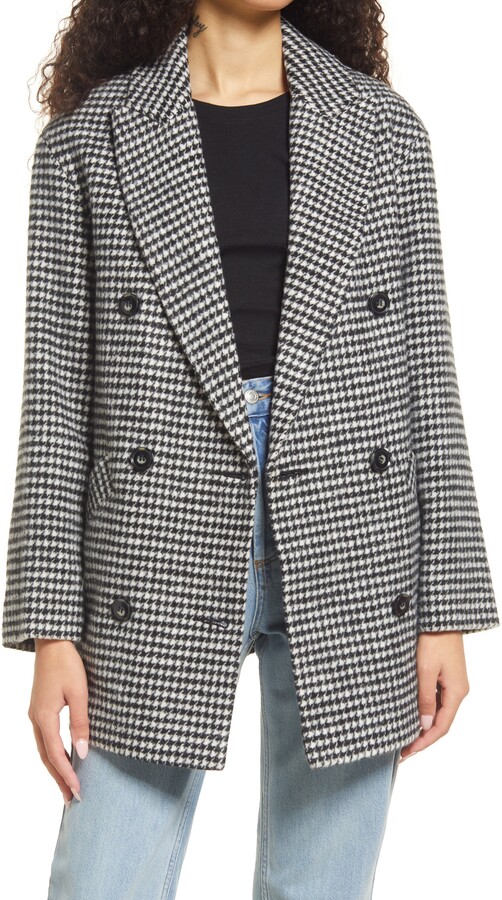 houndstooth wool coat womens