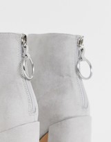 Thumbnail for your product : London Rebel wide fit high block heel boots in grey