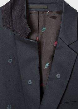 Paul Smith Men's Slim-Fit Dark Navy Floral-Jacquard Buggy-Lined Blazer