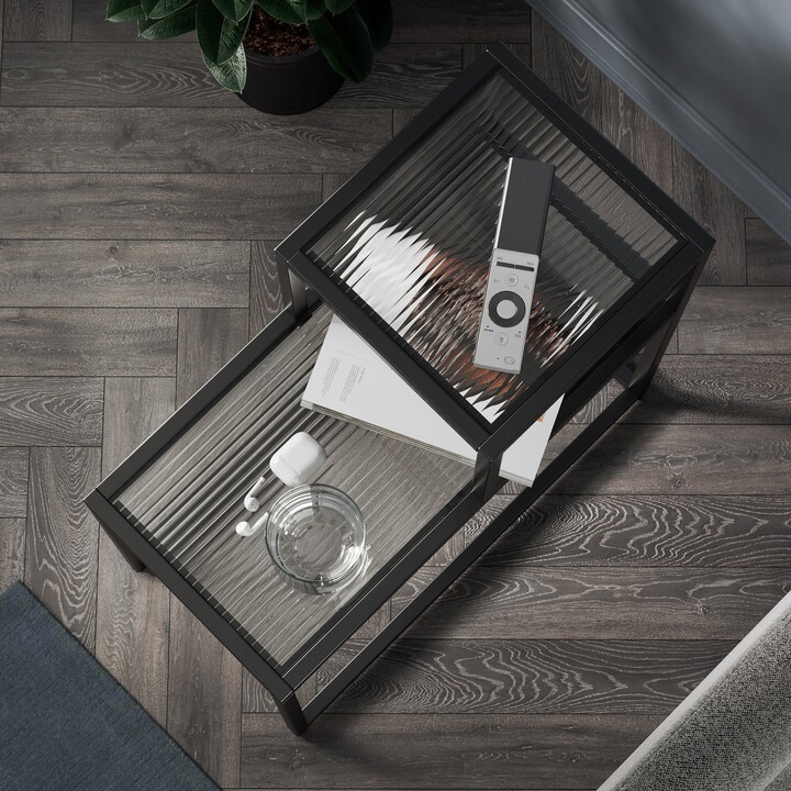 Dunelm Stannis Sofa Side Table Black, Ribbed Glass Black ShopStyle