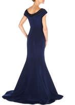 Thumbnail for your product : Arzu Kaprol Cap-Sleeve Twist-Pleat Crepe Gown