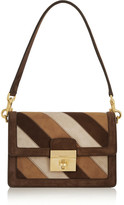 Thumbnail for your product : Dolce & Gabbana Striped suede shoulder bag
