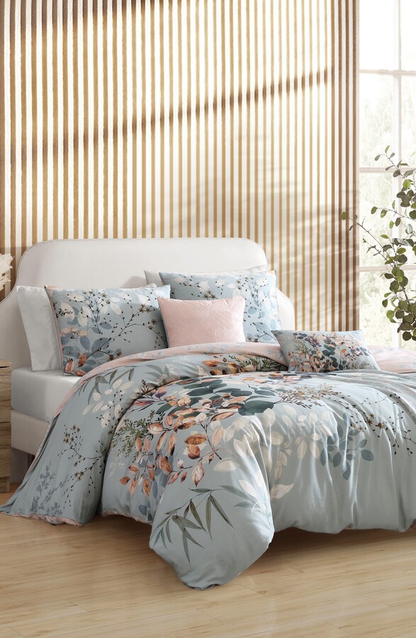 Bebejan Peach Leaves Cotton Reversible 5-Piece Comforter Set
