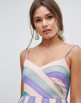 Thumbnail for your product : ASOS Design Colourblock Mesh Fit and Flare Midi Dress