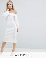 Thumbnail for your product : ASOS Petite PETITE Premium Off Shoulder Midi Dress With Zip Front