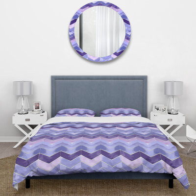 Design Art Purple Midcentury Chevron Bliss IV - Midcentury Duvet Cover Set