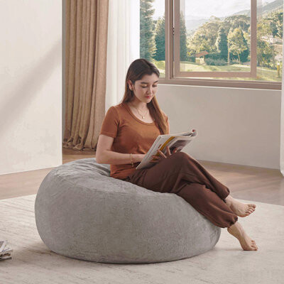 Wrought Studio 4ft Bean Bag Chair Memory Foam Filling Adult And Teen Bean Bag Chair Soft Sofa With Removable Flannel Cover Round Sofa For Living Room Bedroom C