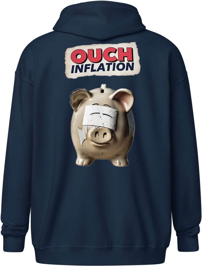 InvestmenTees Inflation Hurts Zip Up Hoodie - Navy - 4XL