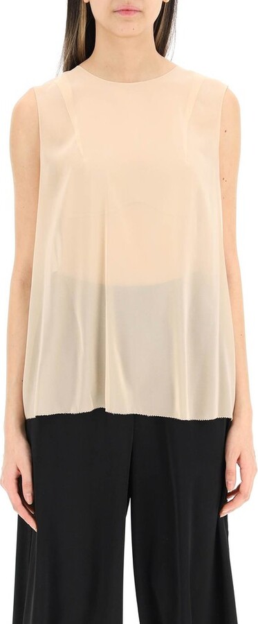 Maison Margiela Cut-Out Sleeveless Crewneck Blouse