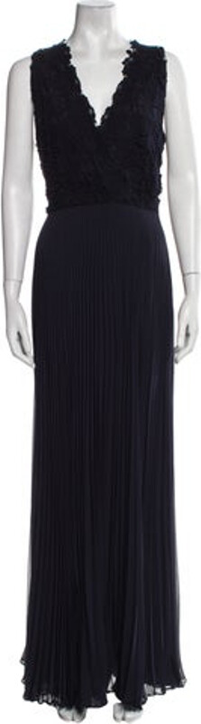 Studio Max Mara Evening Gown Blue Sleeveless with V-Neck Concealed Zip Closure at Back