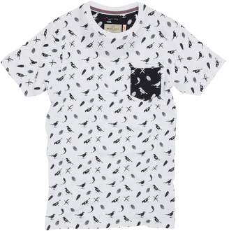 Brave Soul Mens Forest Bird Pattern Short Sleeve T-Shirt (XL) (White/ Navy)