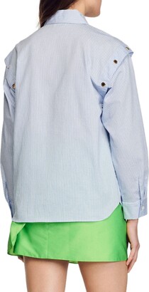 Sandro Orlane Stripe Detachable Sleeve Shirt