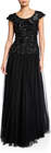 carolina herrera silk ribbon scalloped embroidered pleated gown