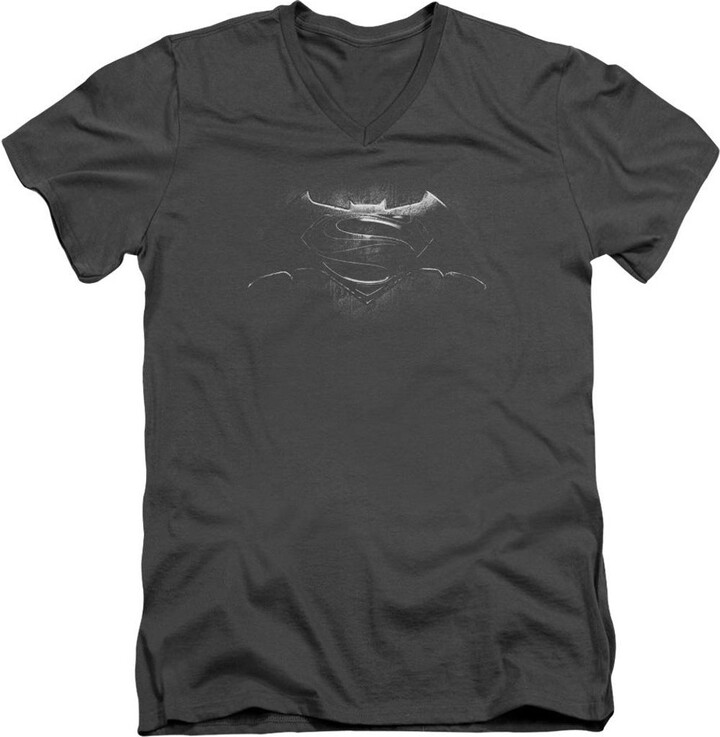 Gildan Batman V Superman Bw Logo Short Sleeve Adult V Neck Premium Cotton Tee / T-Shirt