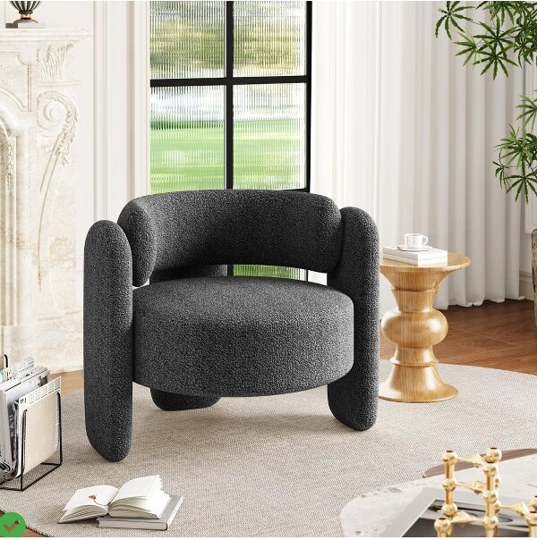 Jojoka ModernGarveewithLivingRoomChair-LambswoolLoungeChairSoftLoungeChairComfortableGrey