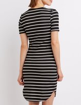 Thumbnail for your product : Charlotte Russe Striped & Ribbed Lace-Up Dress