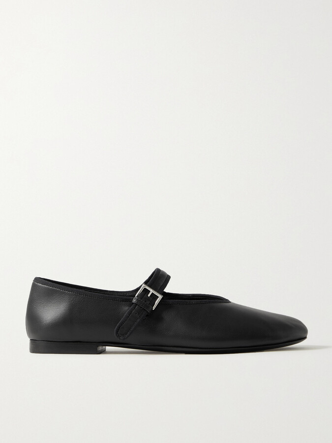 The Row Boheme Leather Mary Jane Ballet Flats - Black