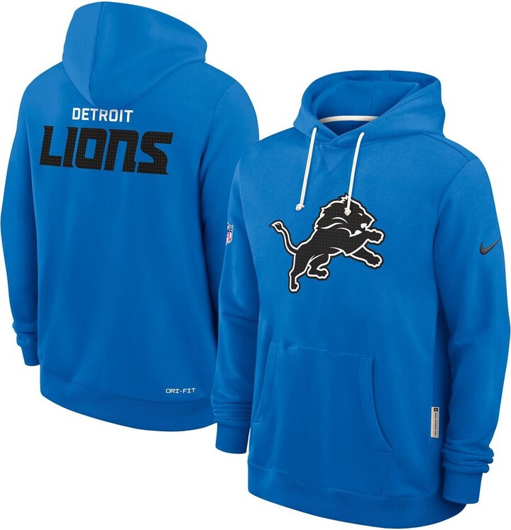 Nike Men's Blue Detroit Lions Sideline Initial Home Performance Pullover Hoodie