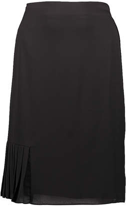 Minna Women's Career Skirts Black - Black Pleated-Hem Pencil Skirt - Women & Plus