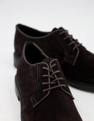 Calvin Klein Florin derby lace up shoes in brown leather - ShopStyle