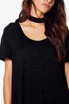 Thumbnail for your product : boohoo Ellie Low Scoop Neck Chocker T-Shirt