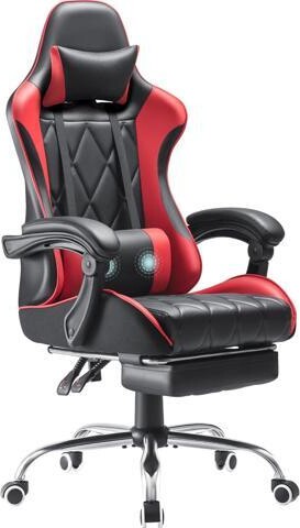 STARWELL Homall Gaming Chair, Computer Chair with Footrest and Massage Lumbar Support, Ergonomic High Back Video Game Chair with Swivel Seat and Headrest (Red)