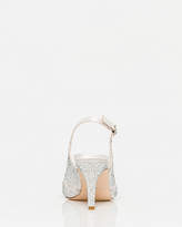 Thumbnail for your product : Le Château Jewel Embellished Satin & Mesh Slingback