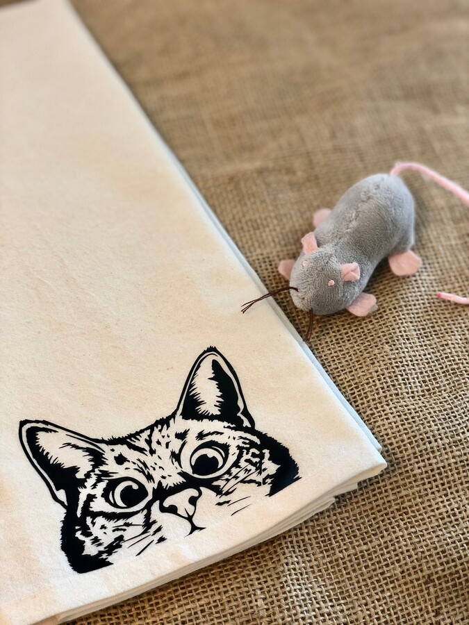 Etsy Peeping Cat/Gift For Lovers Flour Sack Towel