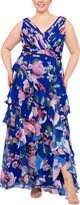 Thumbnail for your product : Xscape Evenings Plus Size Tiered Floral-Print Chiffon Long Fit & Flare Dress