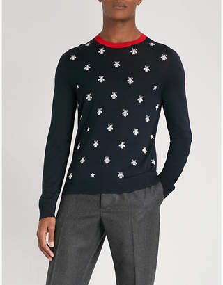 Gucci Bee and star-pattern wool jumper