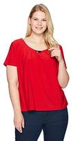 Thumbnail for your product : Notations Notations Women's Plus Size Short Sleeve Scoop Solid Knit Pullover With Trim At Neck