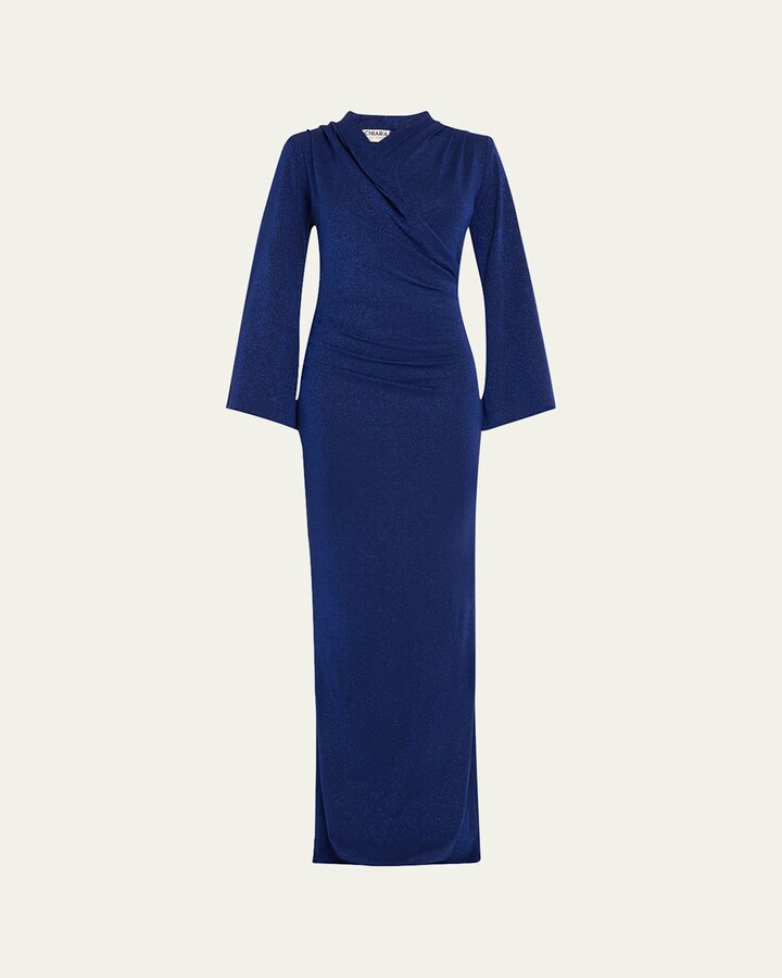 Chiara Boni La Petite Robe Stena Shimmer Draped Column Gown