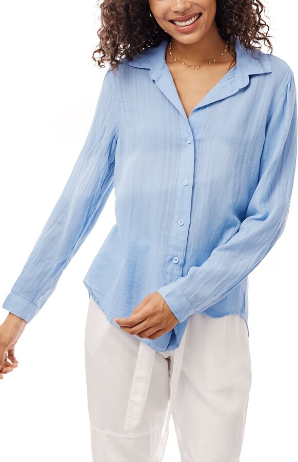 Bella Dahl Gauze ButtonUp Shirt ShopStyle Long Sleeve Tops