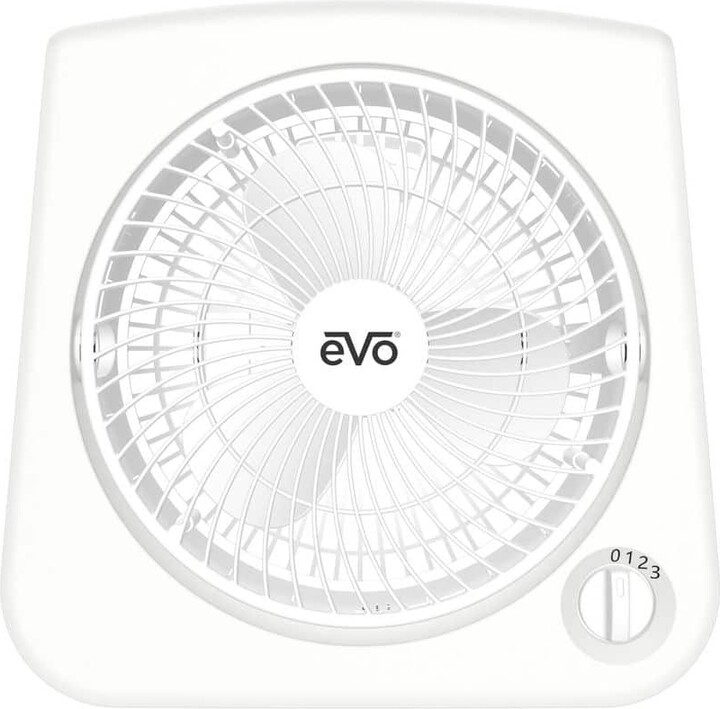 evo Square Turbo13. 38 in. 3 Speed Desk Fan in White