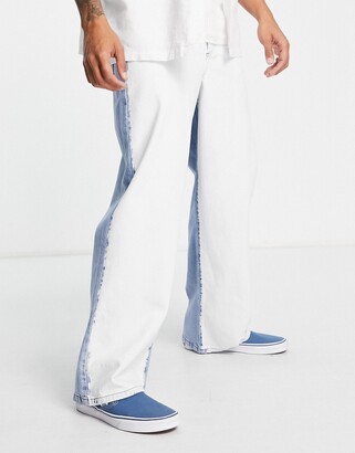 Topman extreme baggy jeans in white & blue splice