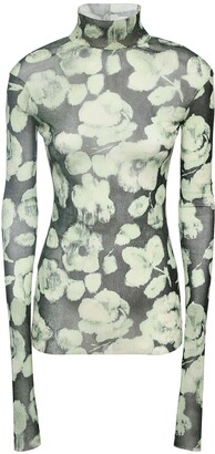 DEL CORE Second Skin Printed Stretch Tulle Top