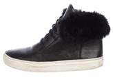 Thumbnail for your product : Vince Fur-Trimmed Leather Sneakers