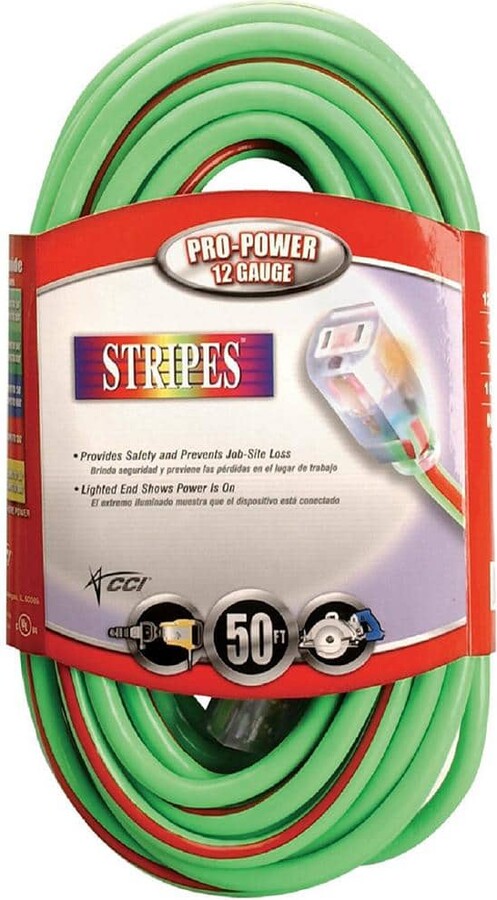 Southwire 100 ft. 10/3 SJTW Hi-Visibility Multi-Color Outdoor Heavy-Duty Extension Cord with Power Light Plug