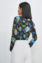 Thumbnail for your product : Karen Millen Folk Floral Printed Jersey Cut Out Top
