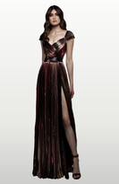 Thumbnail for your product : ZUHAIR MURAD Pleated Printed Lame Gown