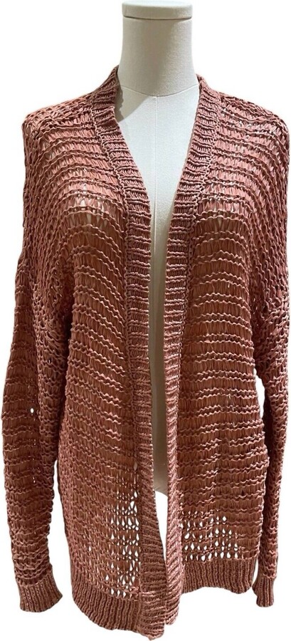 Cotton Emporium Women's Open Knit Lightweight Cardigan In Orange