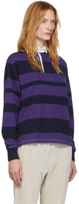 Wales Bonner Navy and Purple Rugby Polo