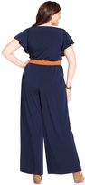 Thumbnail for your product : Amy Byer Plus Size Flutter-Sleeve Wide-Leg Belted Jumpsuit