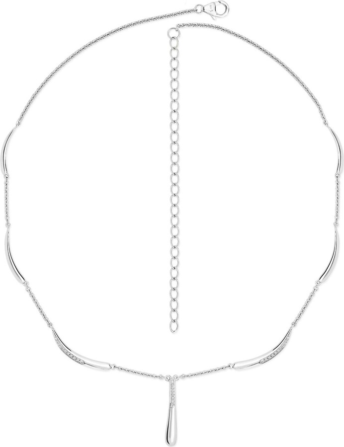 Lucy Quartermaine Silver Station Diamond Drop Necklace