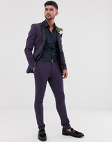 Thumbnail for your product : ASOS DESIGN wedding super skinny tuxedo suit jacket in purple