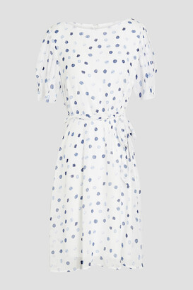 DKNY Sleepwear Belted polka-dot georgette mini dress