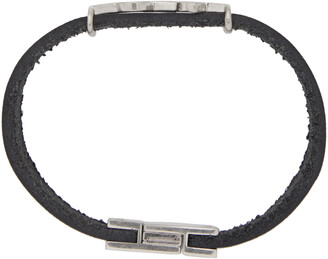 Saint Laurent Black Vintage Leather Opyum Bracelet