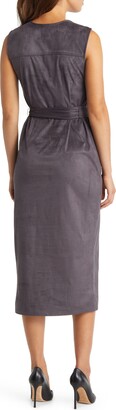 Anne Klein Wrap Front Sleeveless Faux Suede Dress